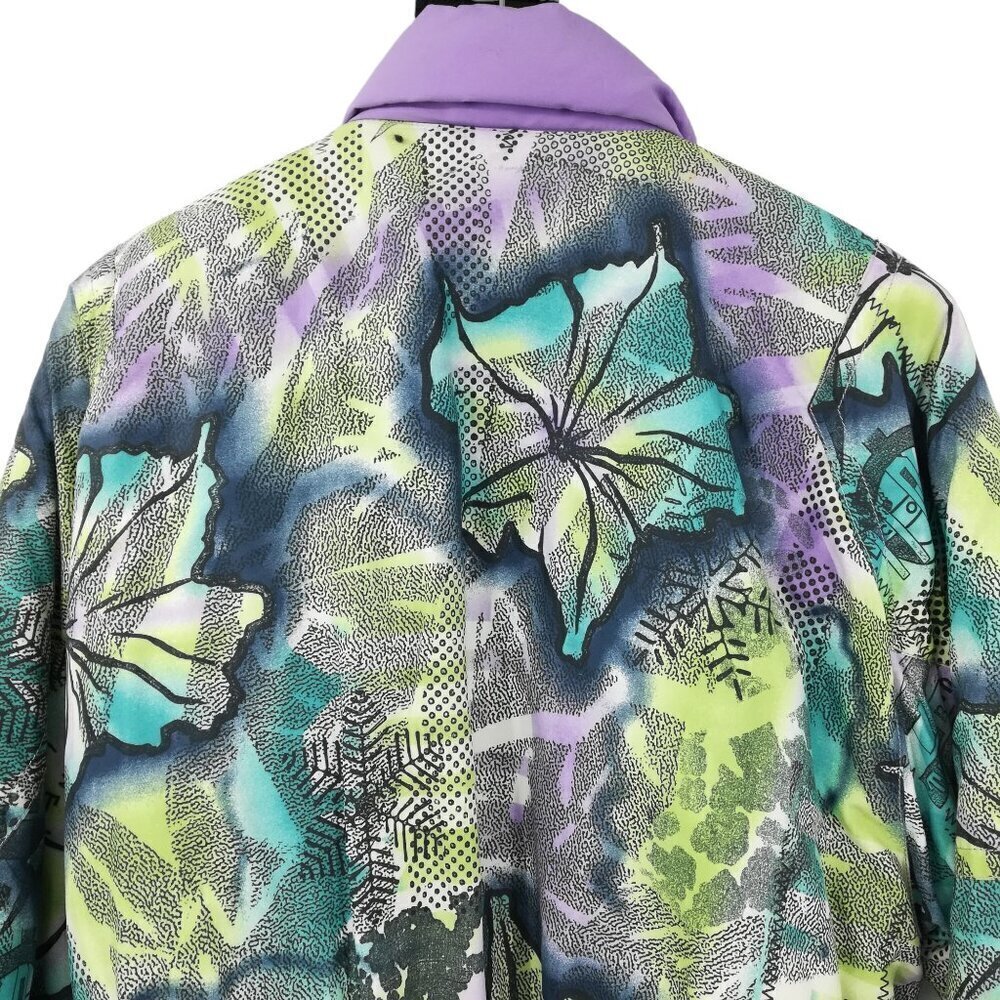 Vintage MDC Abstract Ski Jacket Size 12 Purple Pastel Bomber Color Block Winter - Picture 11 of 12
